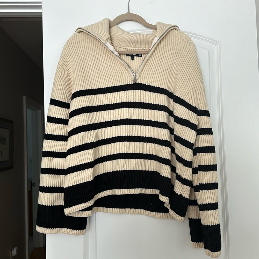 BLANKNYC Striped 1/4 Zip Sweater